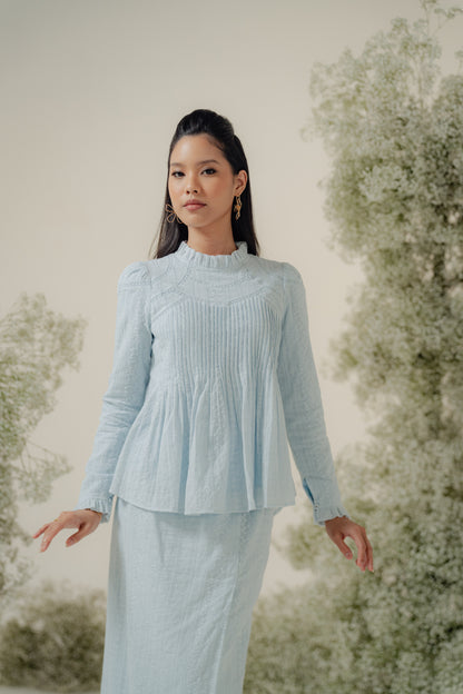 The Jannah Kurung in Baby Blue Broderie Anglaise