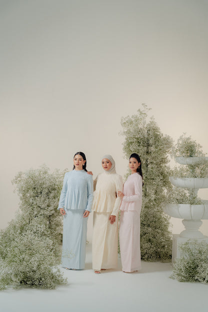 The Jannah Kurung in Baby Blue Broderie Anglaise