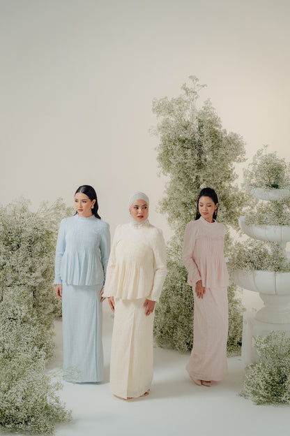 The Jannah Kurung in Baby Blue Broderie Anglaise