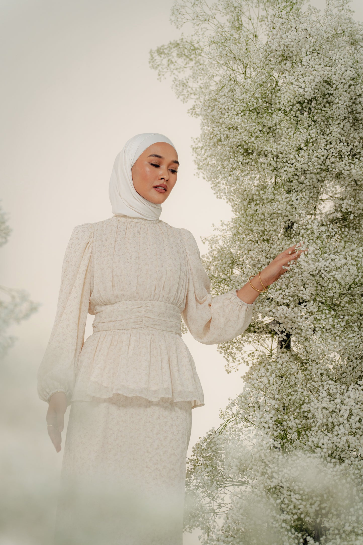 Eden Kurung in Cream Lilac Floral