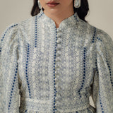 The Opal Kurung in Cerulean Print