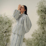 The Opal Kurung in Cerulean Print