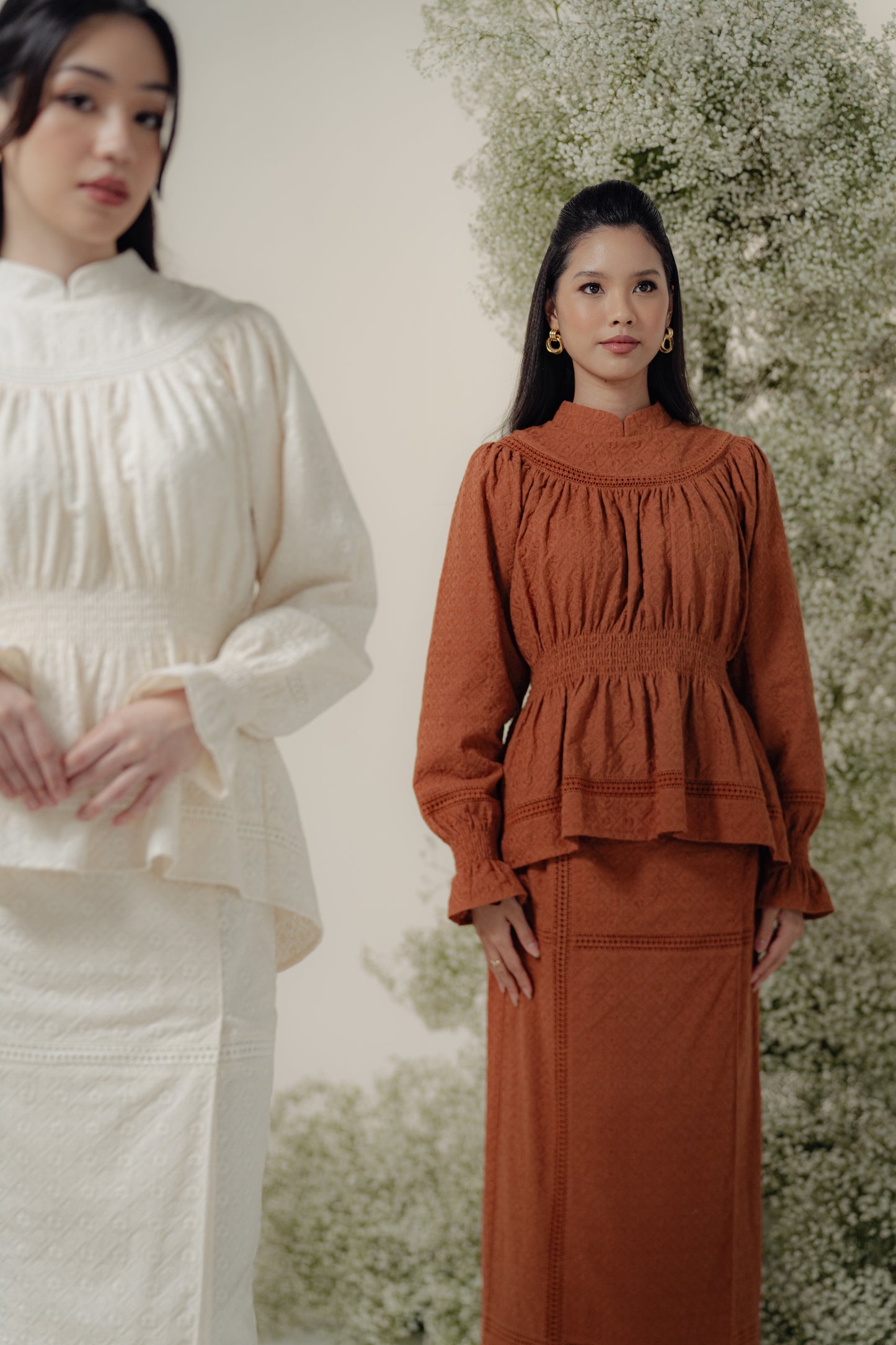 Josie Kurung in Brown Broderie Anglaise