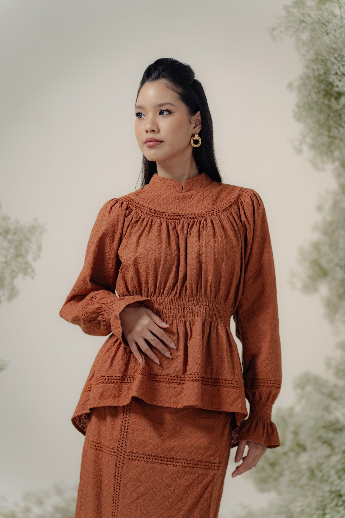 Josie Kurung in Brown Broderie Anglaise