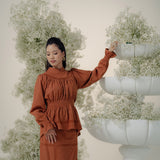 Josie Kurung in Brown Broderie Anglaise