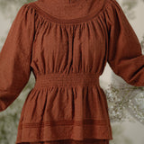 Josie Kurung in Brown Broderie Anglaise