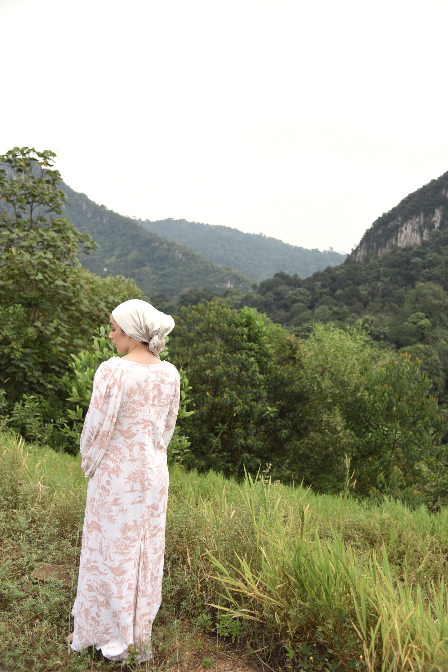 THE MONTAGE DRESS IN PALM PRINTS